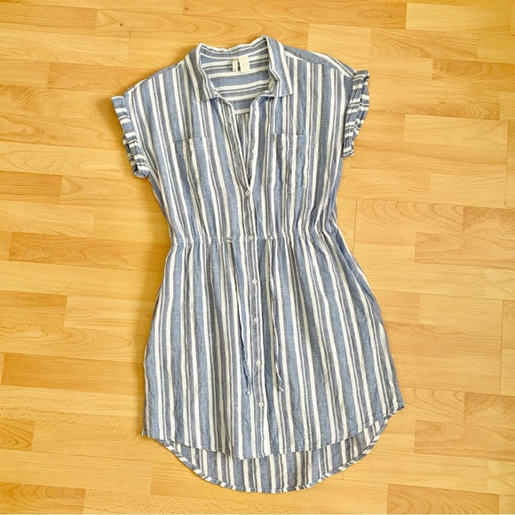 JAPNA Blue and White Cotton Tunic Dress - Picture 5 of 6